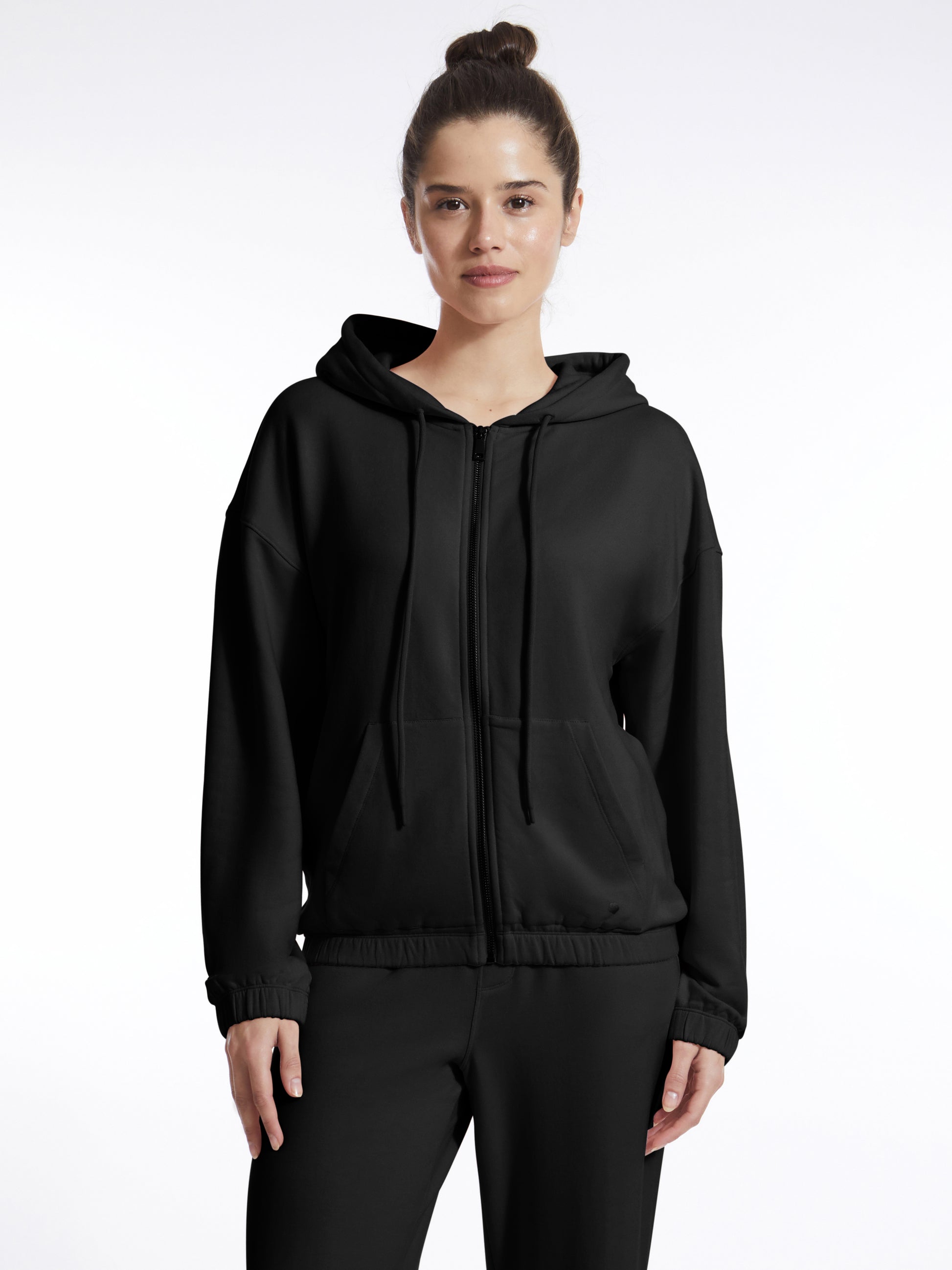 Long Sleeve Zip Front Fleece Hoodie