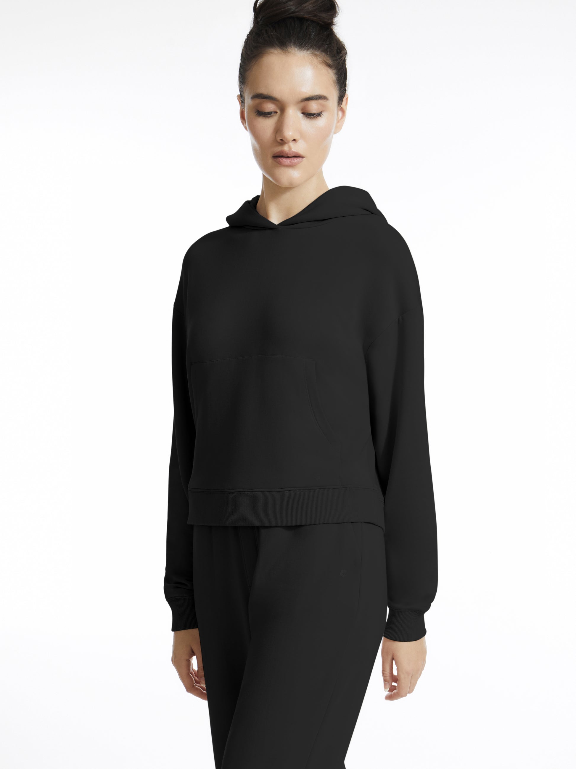 Long Sleeve Fleece Crop Pullover Hoodie