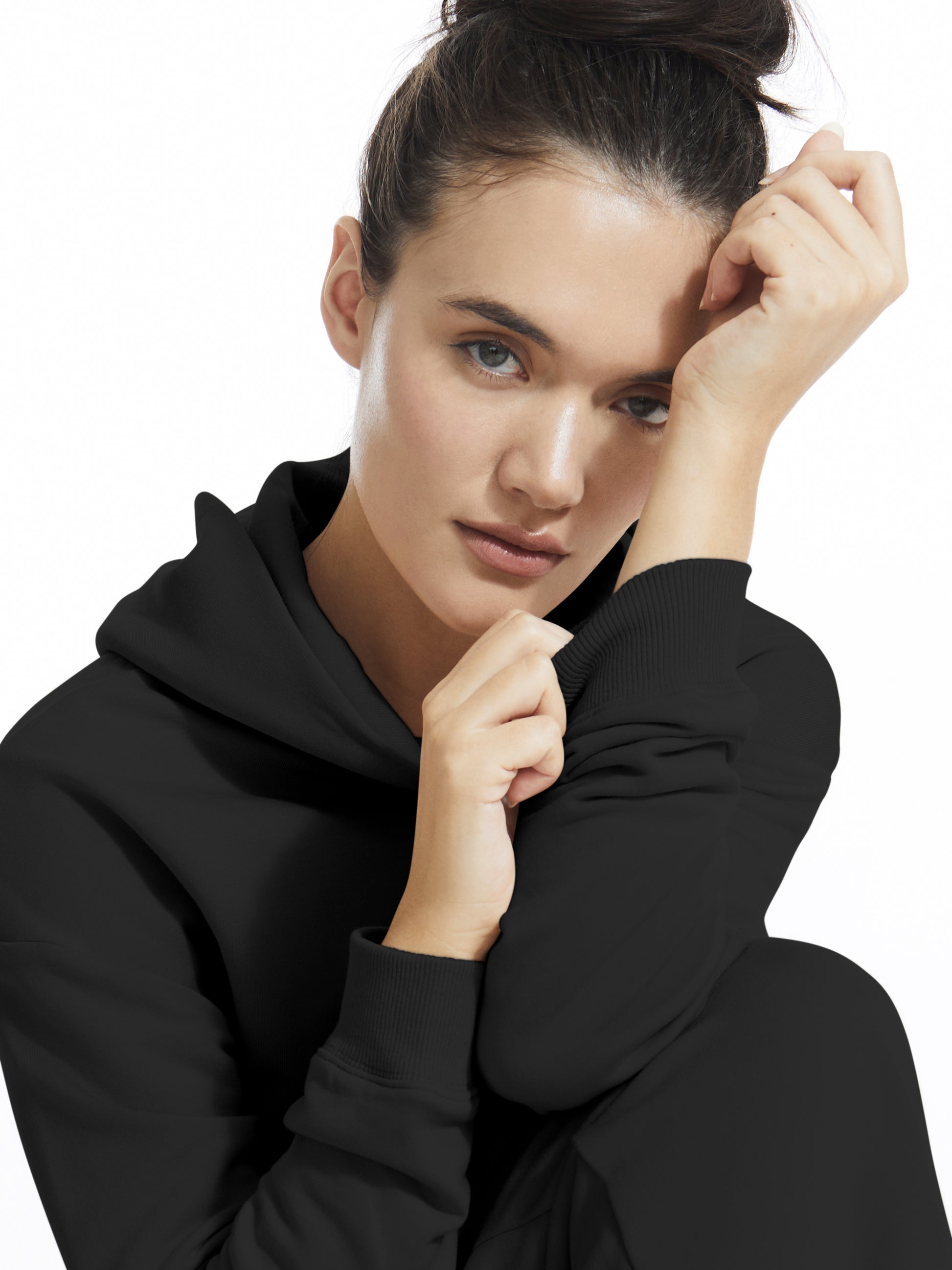 Long Sleeve Fleece Crop Pullover Hoodie